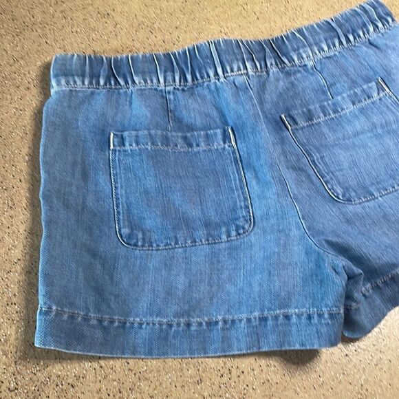 LOFT Linen Blend Chambray Embroidered Drawstring Shorts sz 28 / 6 - Picture 5 of 13